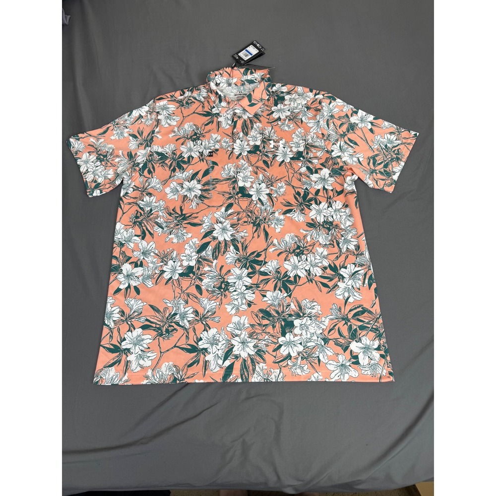 Under Armour Mens UA Matchplay Printed Polo Shirt Floral Azalea XLT 6009800-603
